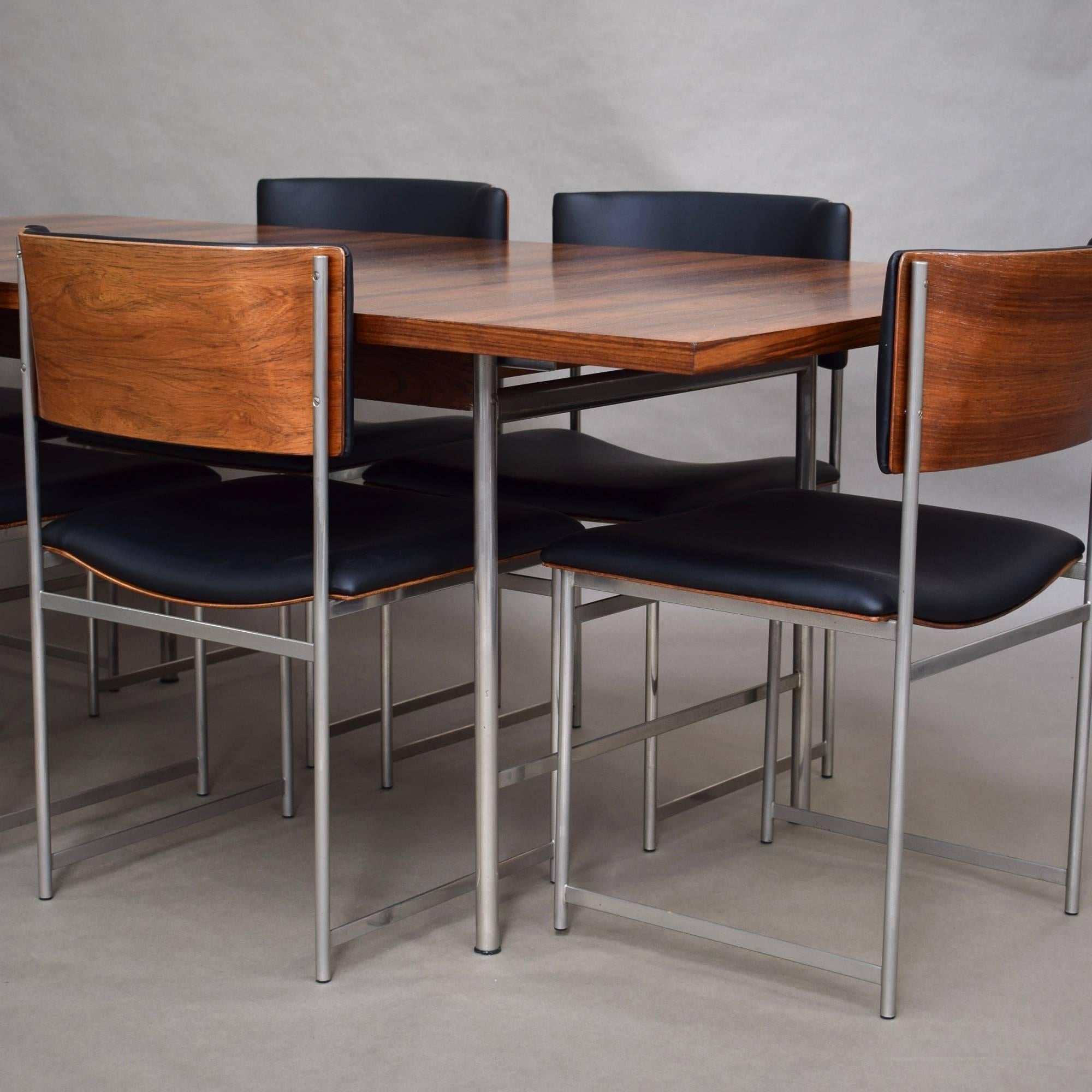 Exceptional Brazilian Rosewood Dining Set by Cees Braakman, circa 1950 6