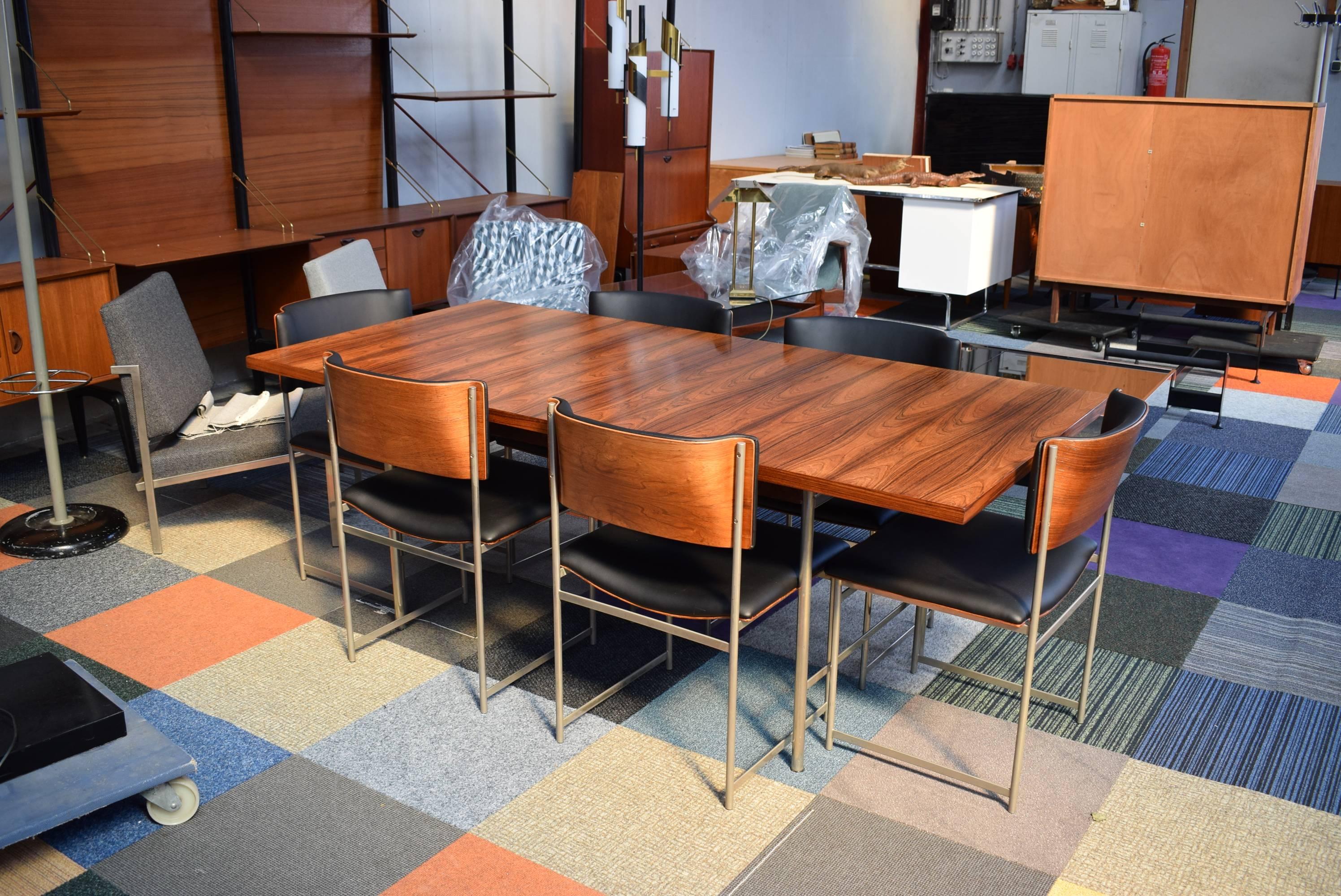 Dutch Exceptional Brazilian Rosewood Dining Set by Cees Braakman, circa 1950
