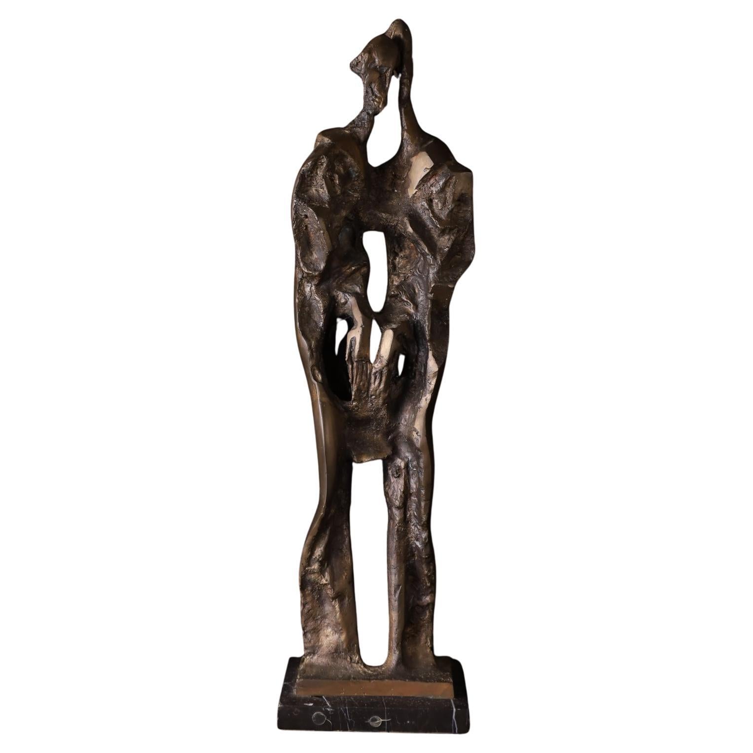 Eccezionale scultura astratta in bronzo di due figure - Studio A  H56,5 cm