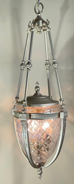 Außergewöhnliche Laterne/Hängelampe aus Bronze und Glas