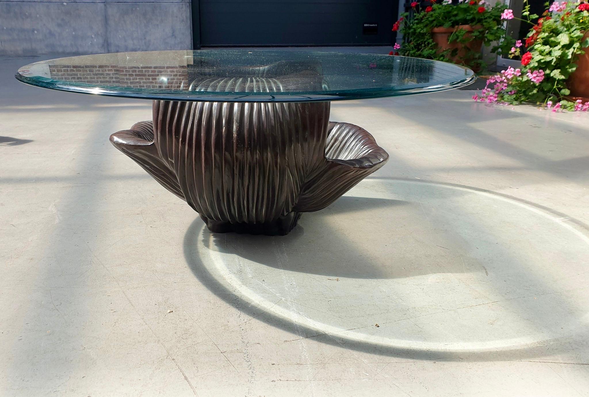 European Exceptional Bronze Oyster Coffee Table