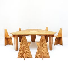 Exceptional Brutalist Oregon Pine Dining Room Set by Arch. Frank Verplanken 1991