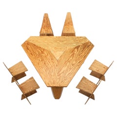 Exceptional Brutalist Oregon Pine Dining Room Set by Arch. Frank Verplanken 1991