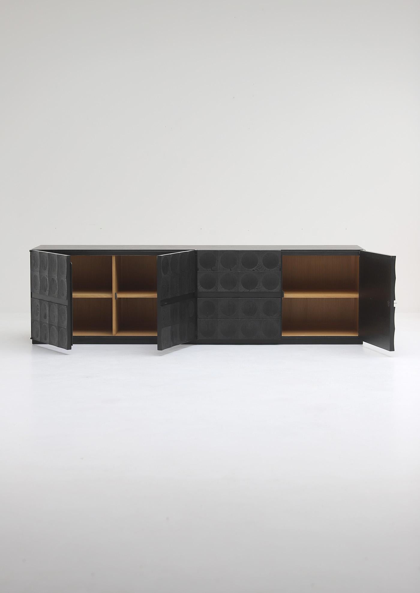 Außergewöhnliches brutalistisches Sideboard von Jean Batenburg MI, Belgien 1960er Jahre (Eichenholz) im Angebot