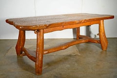 Exceptional Brutalist Table In Solid Elm Circa 1950