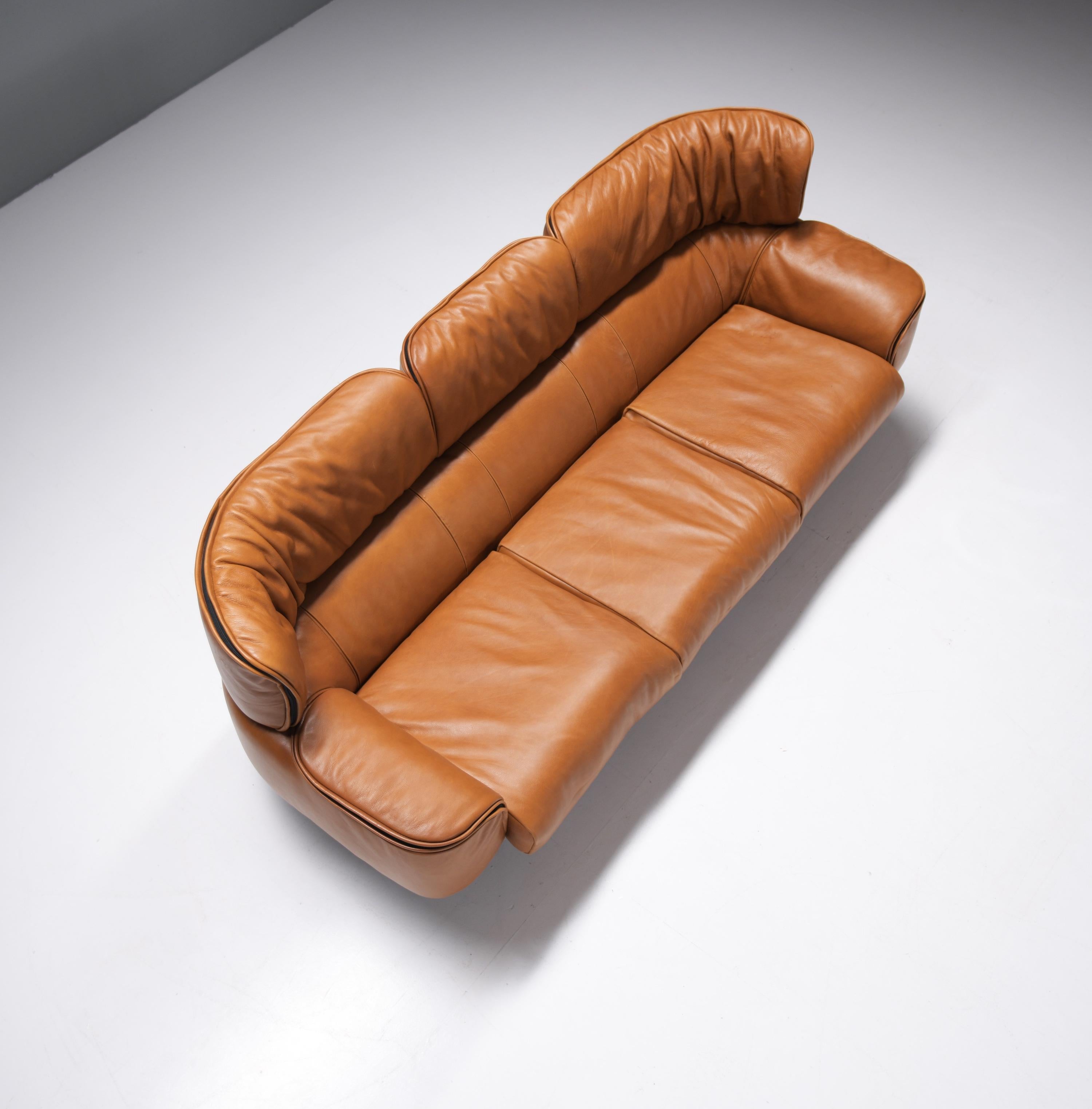 Exceptional Bull sofa (1987) in cognac leather by Gianfranco Frattini - Cassina 3