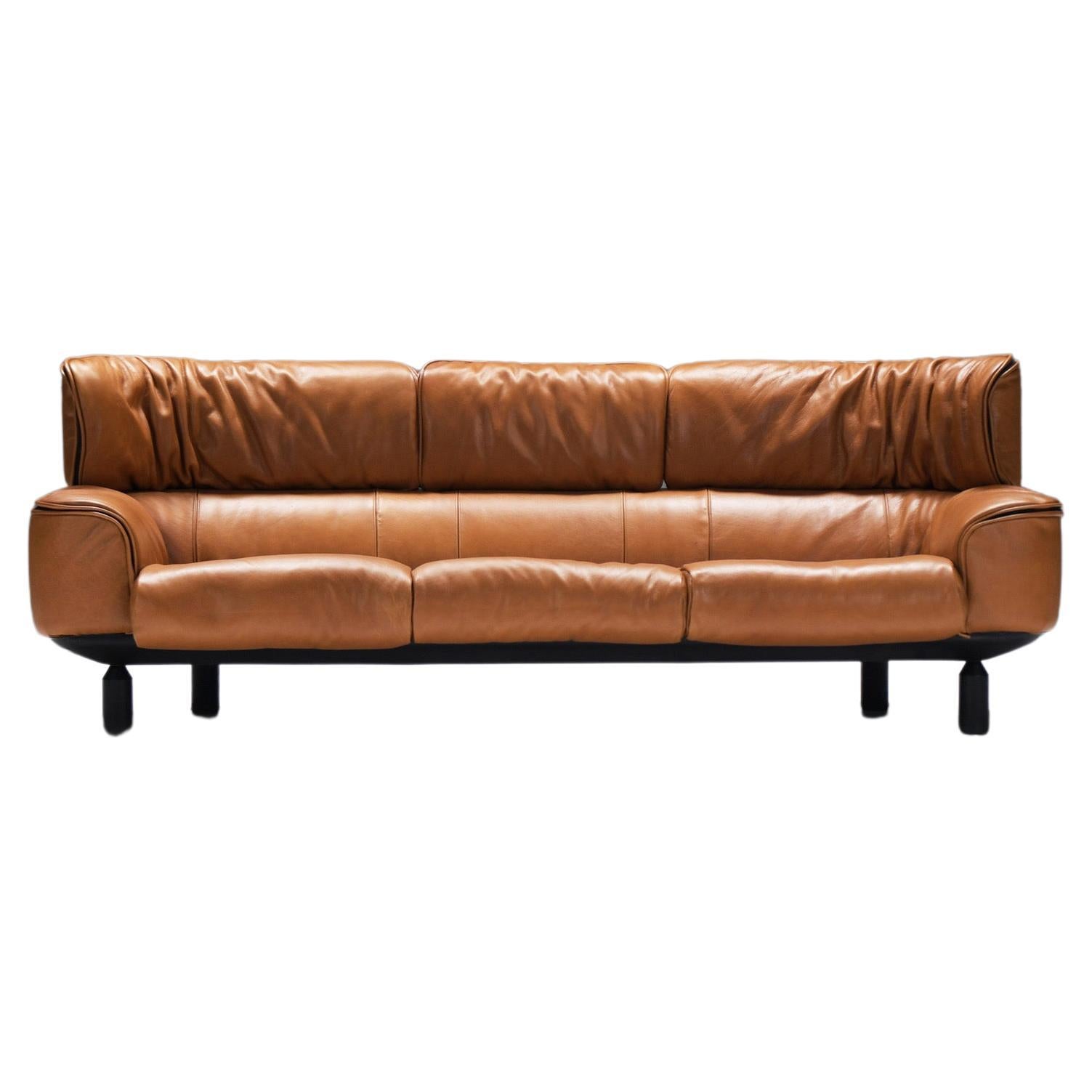 Exceptional Bull sofa (1987) in cognac leather by Gianfranco Frattini - Cassina