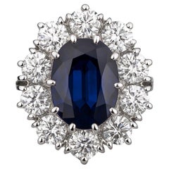 Exceptional Burma Sapphire & Diamond Cluster Ring