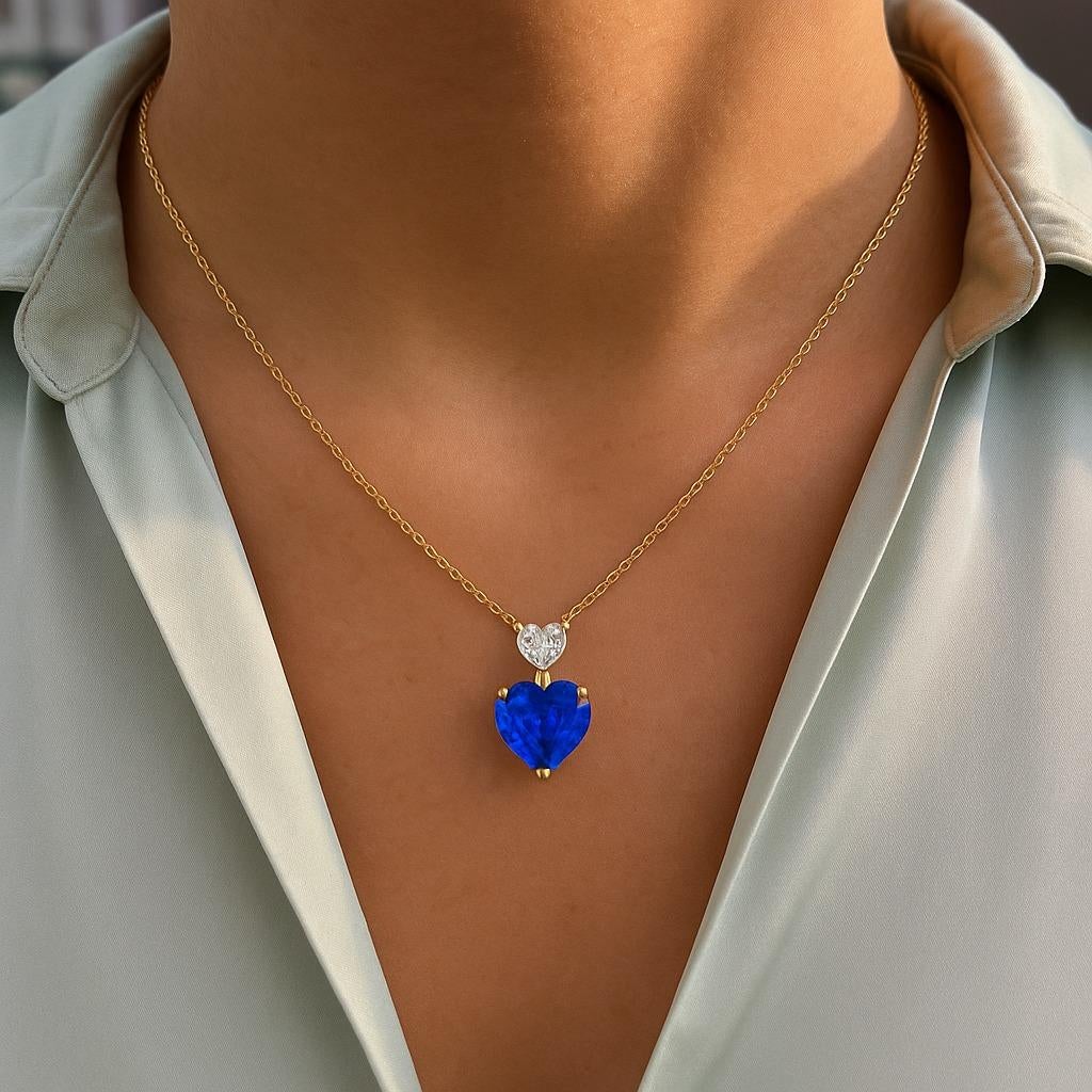 Außergewöhnlicher C. Dunaigre-zertifizierter 9,06 Karat Ceylon Vivid Blue Sapphire-Anhänger (Herzschliff) im Angebot