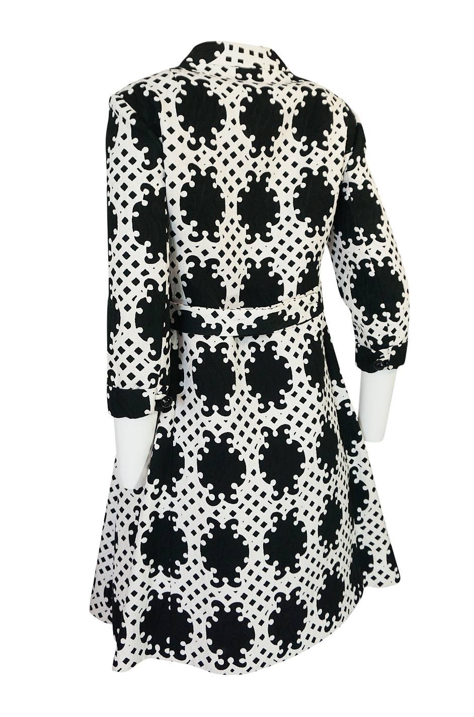 Women's Exceptional c1966 Donald Brooks Graphic Black & White Dress