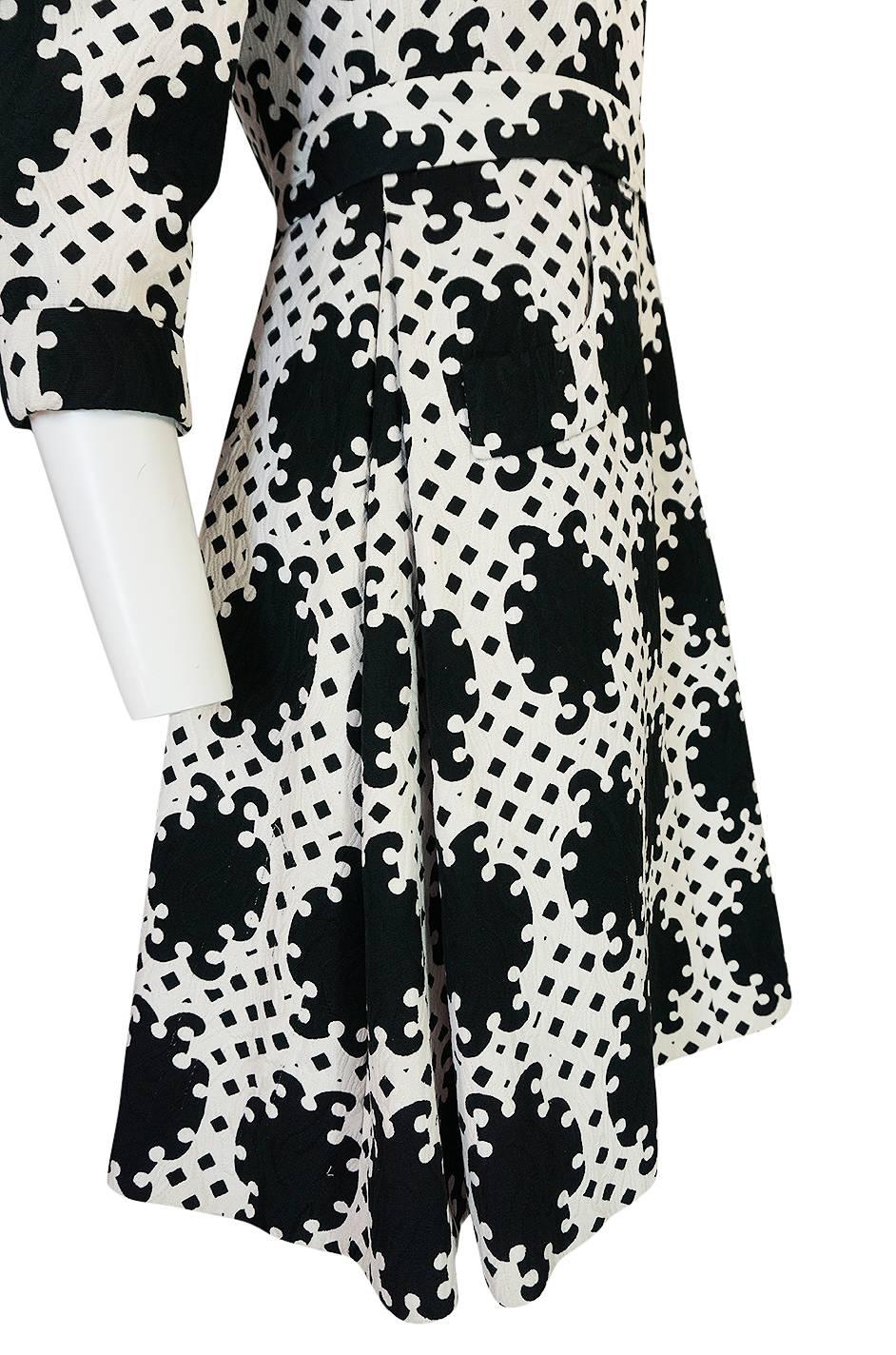 Exceptional c1966 Donald Brooks Graphic Black & White Dress 3