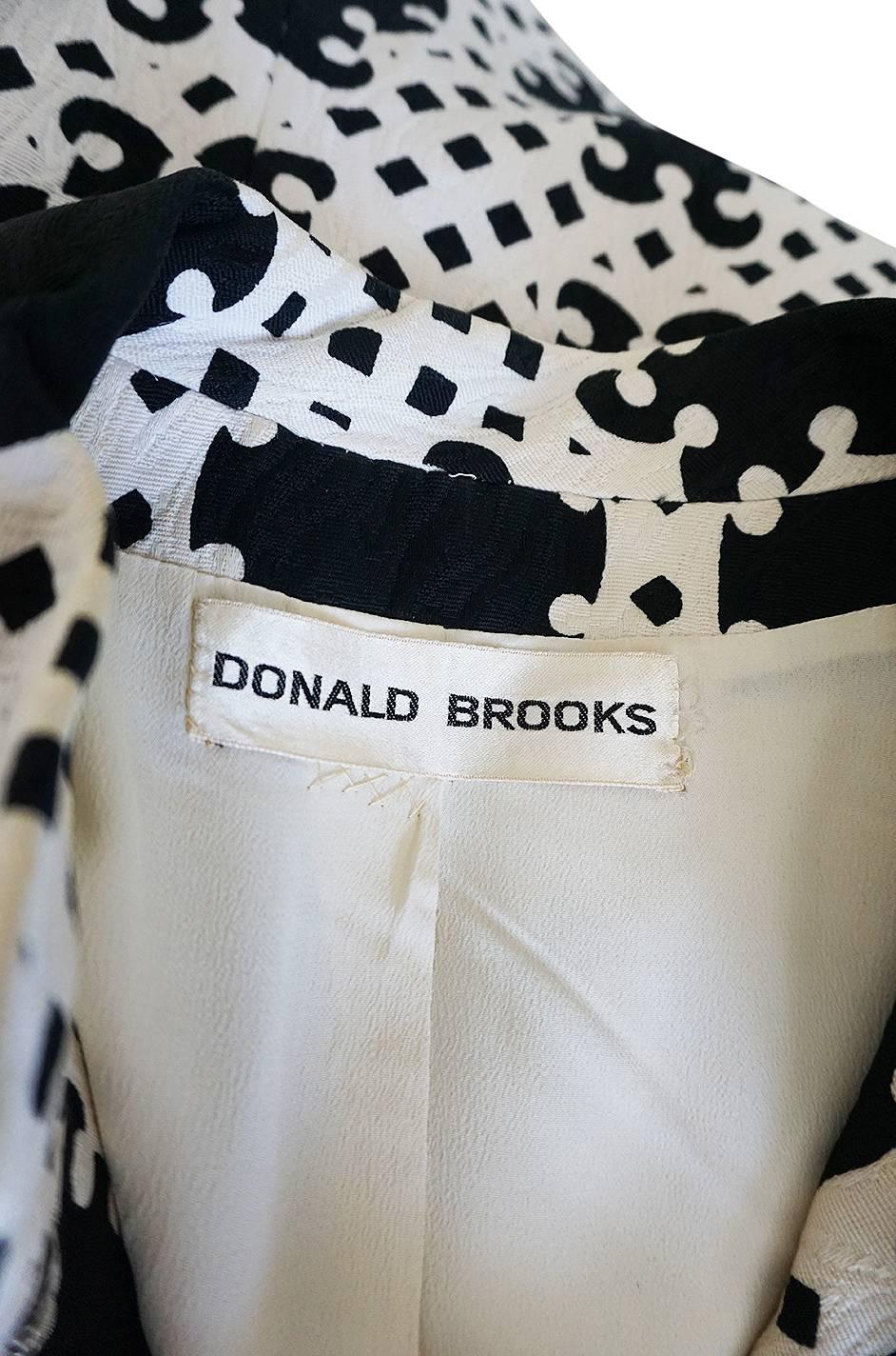 Exceptional c1966 Donald Brooks Graphic Black & White Dress 4