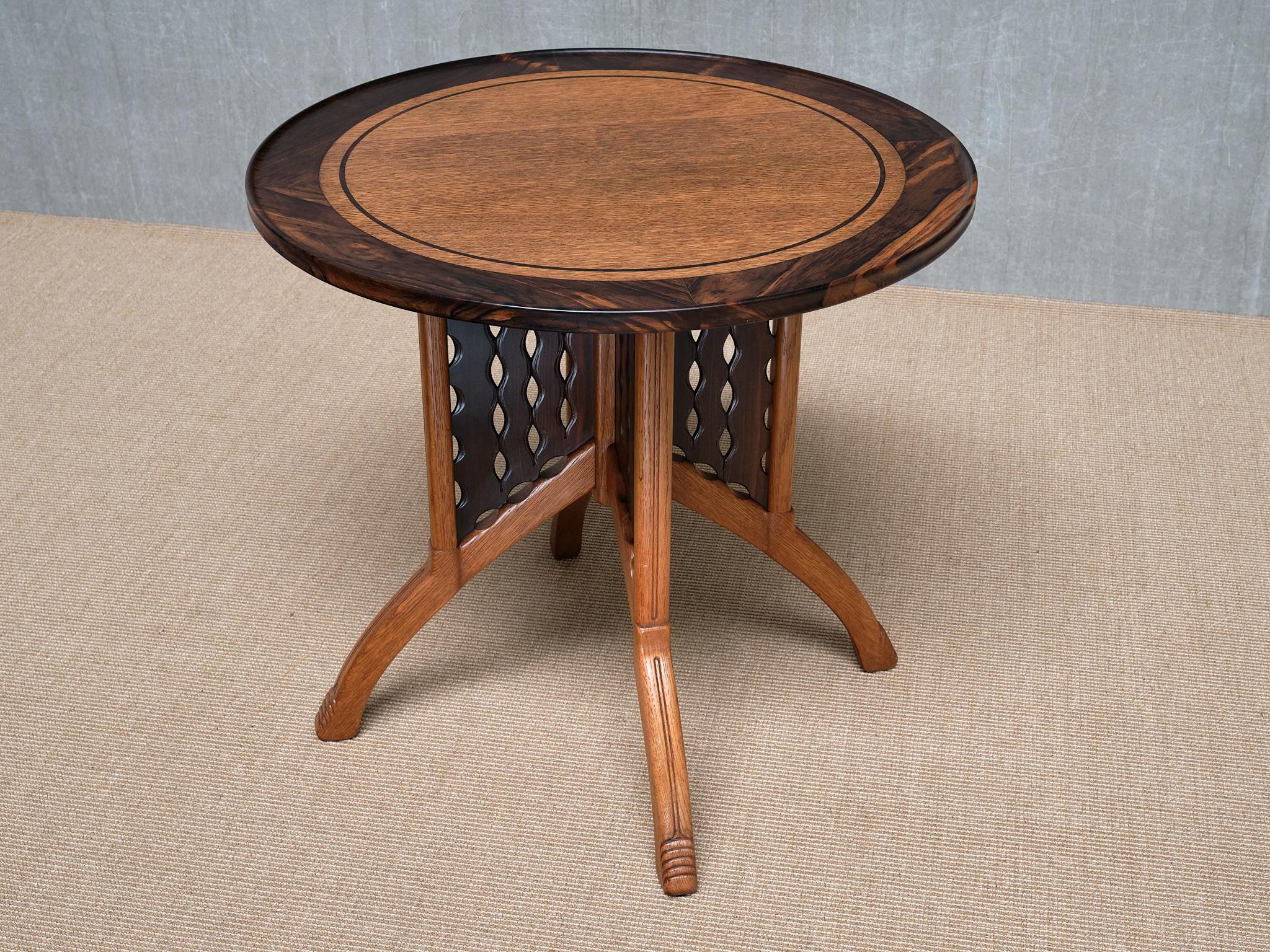 Exceptional C.A. Lion Cachet Attributed Center Table, Oak and Macassar, 1920s For Sale 4