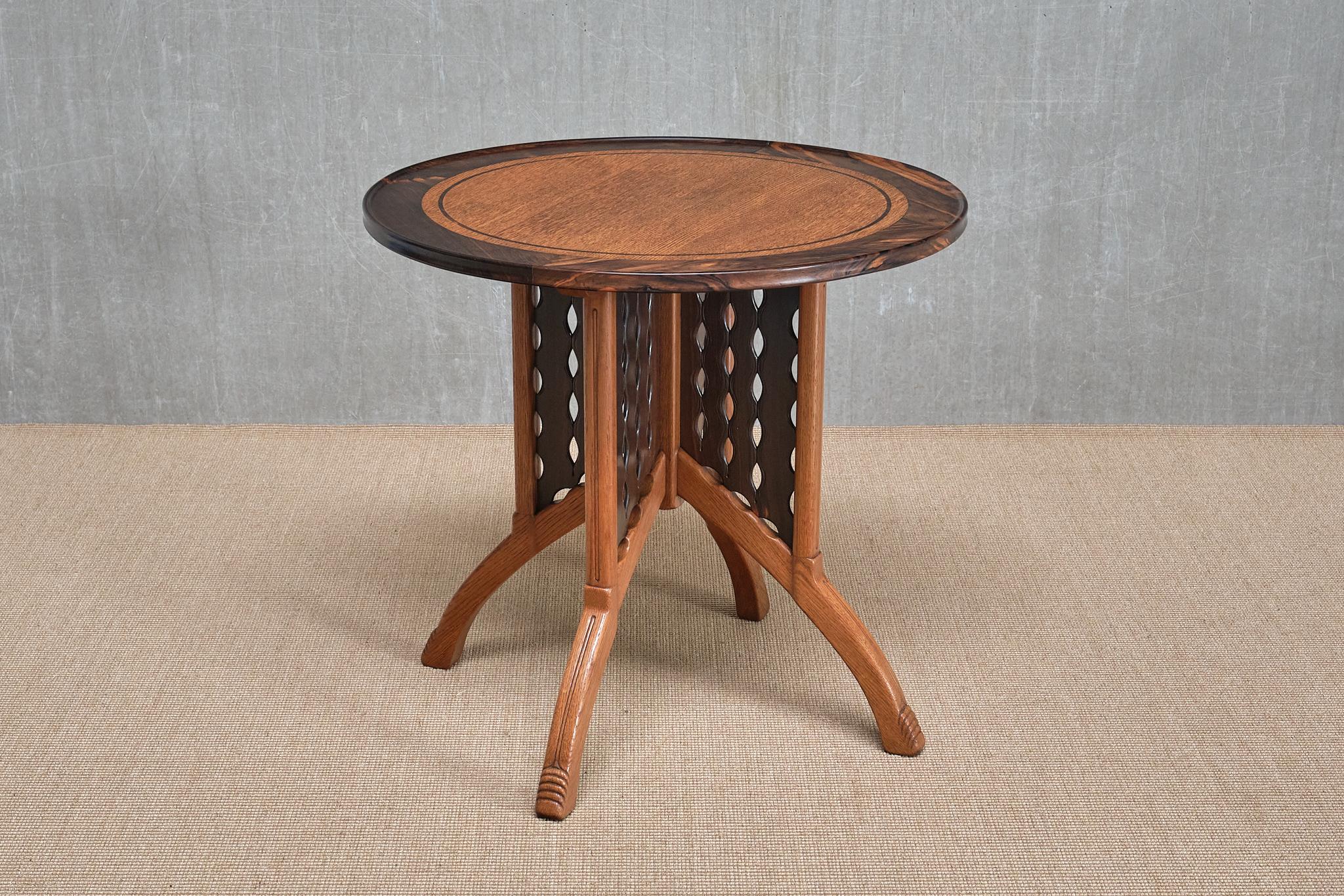 Exceptional C.A. Lion Cachet Attributed Center Table, Oak and Macassar, 1920s For Sale 5