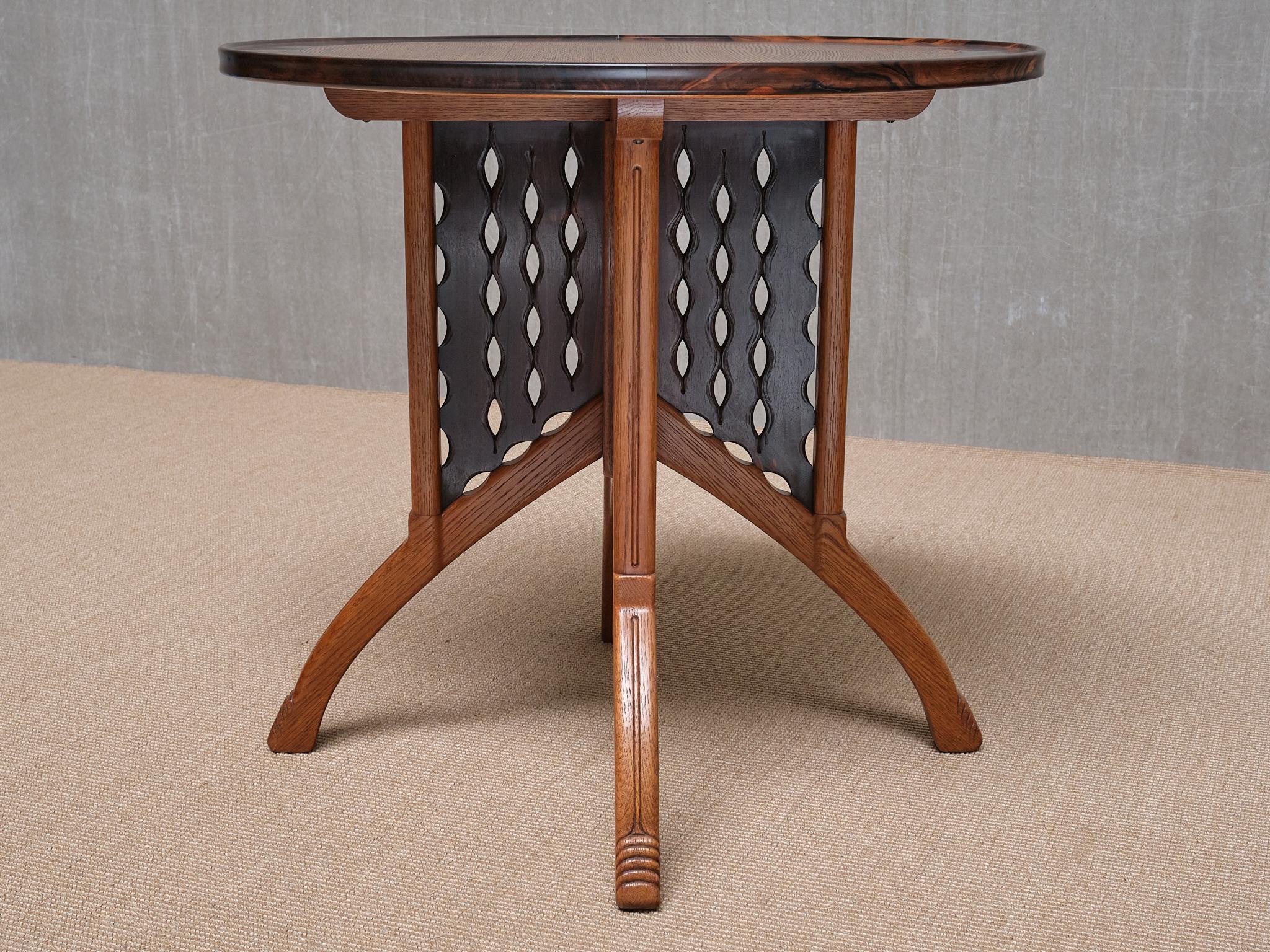 Exceptional C.A. Lion Cachet Attributed Center Table, Oak and Macassar, 1920s For Sale 2