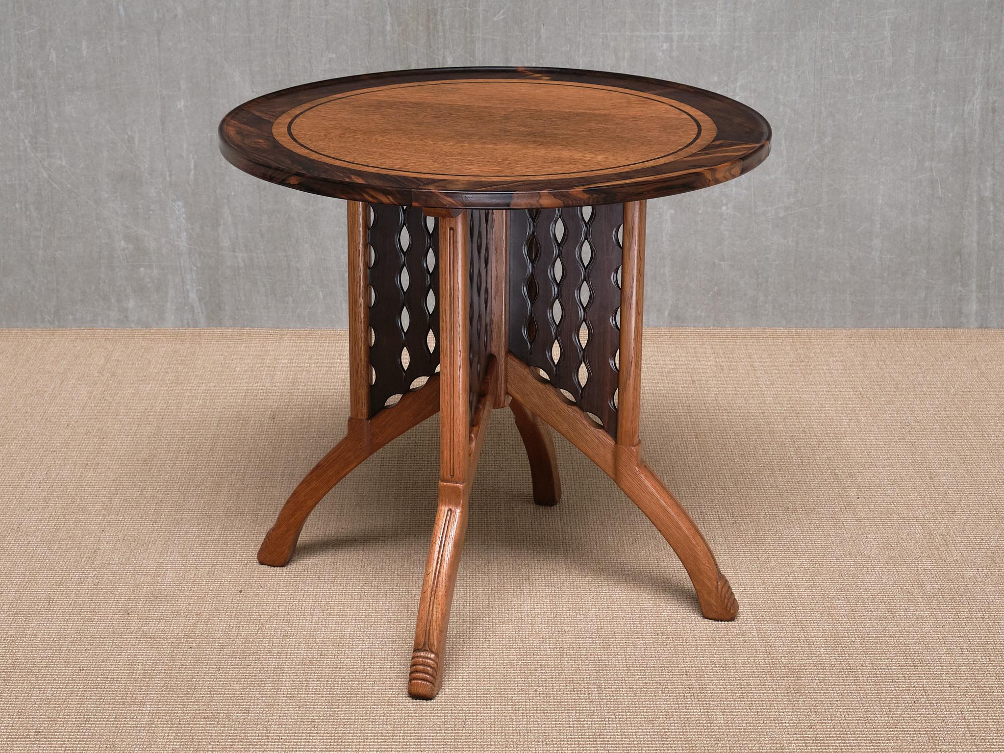 Exceptional C.A. Lion Cachet Attributed Center Table, Oak and Macassar, 1920s For Sale 3