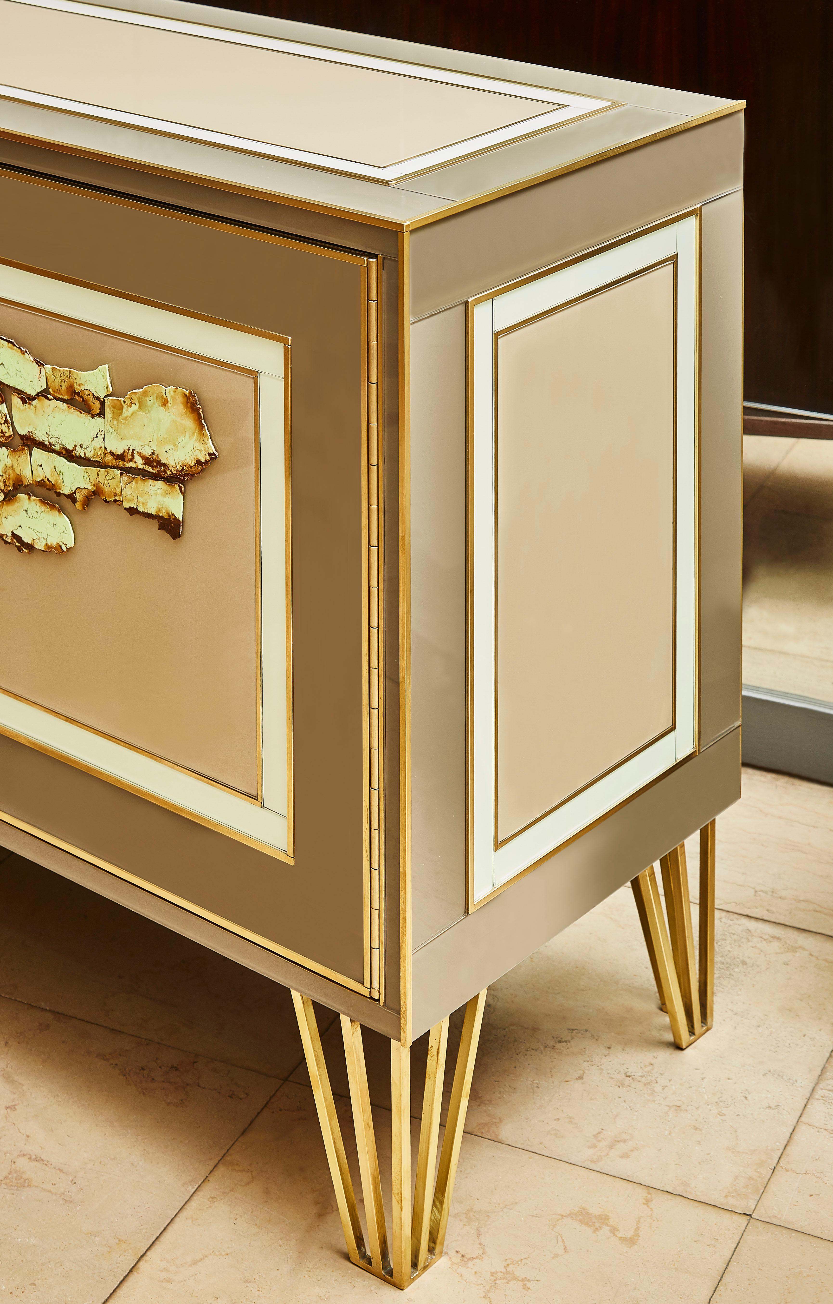 Italian Exceptional Cabinet in Tainted Mirror by Studio Glustin