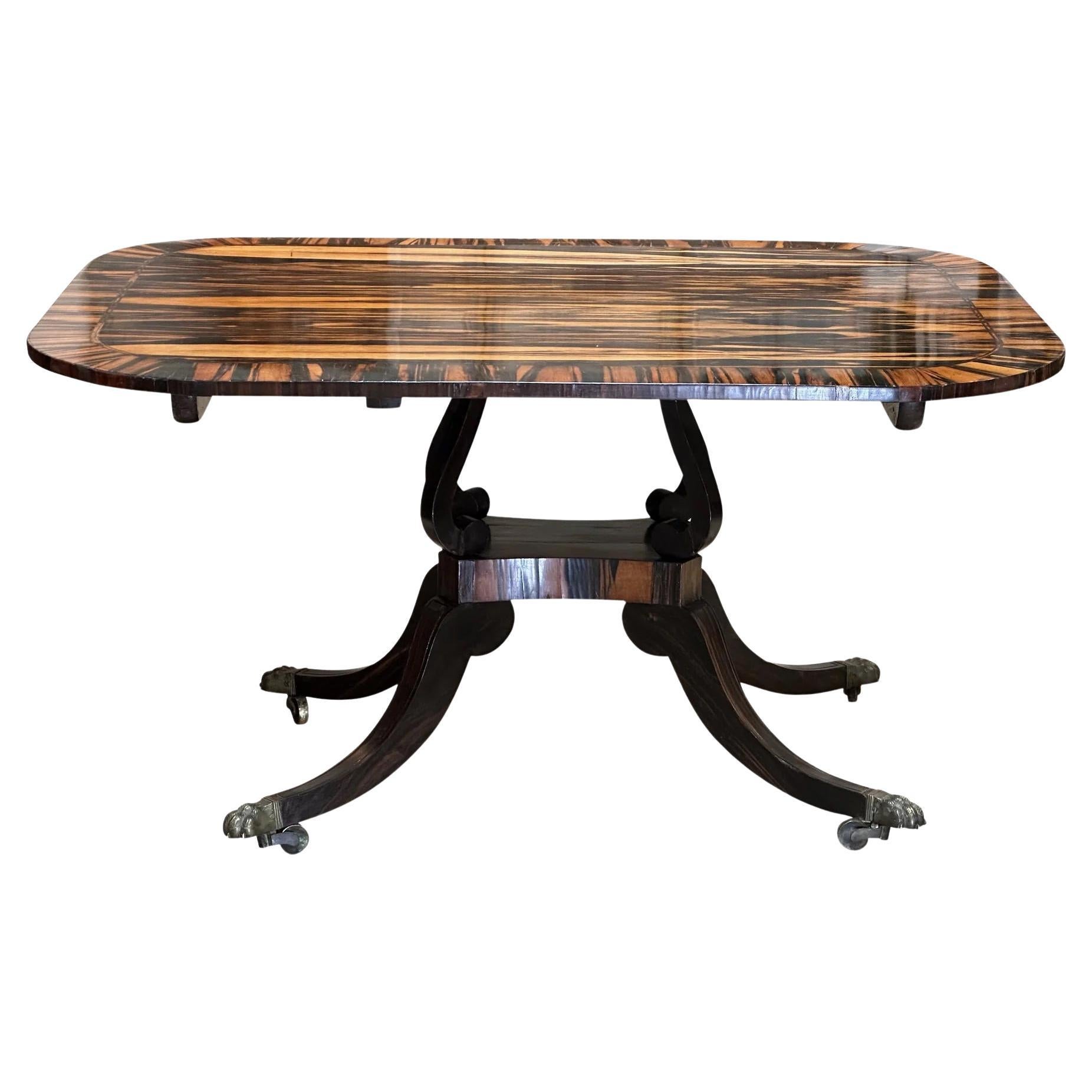 Exceptional Calamander Macassar Tilt-Top Center or Dining Table. C. 1810 For Sale