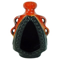 Außergewöhnliches CANDLE HOLDER Bay Keramikmodell Nr. 319 25 orange und schwarz