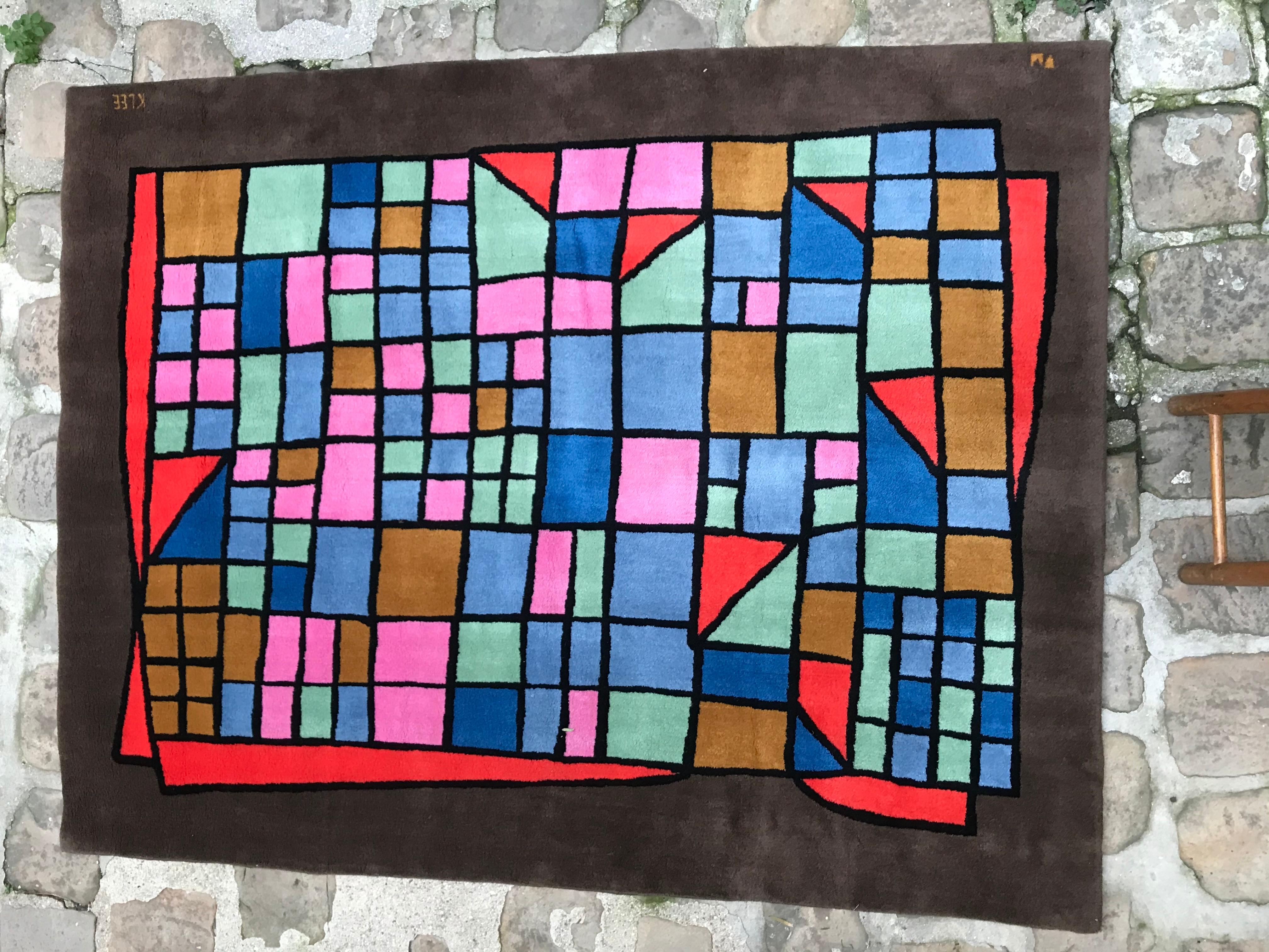 French Exceptional Carpet Paul Klee, circa 1970 For Sale