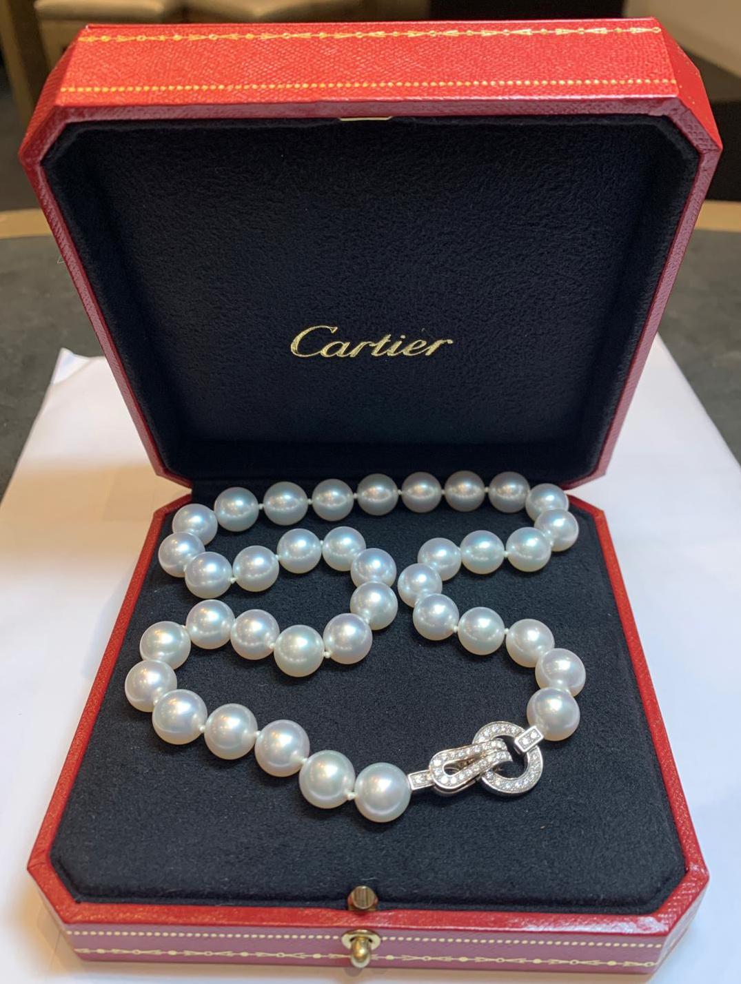 Round Cut Exceptional Cartier South Sea Pearls Necklace