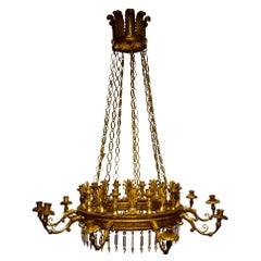 Außergewöhnliche geschnitzte und vergoldete Holzlampe aus der Zeit von Carlos IV. aus dem 18. Jahrhundert