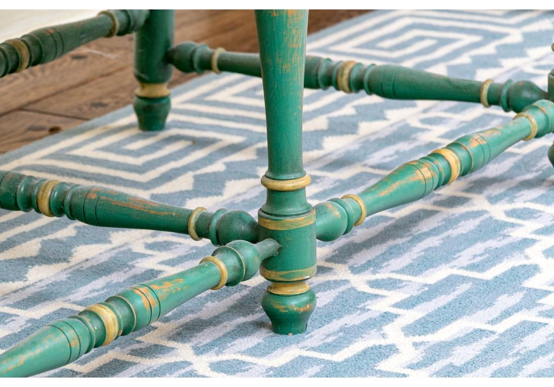 Exceptional Carved And Painted Three Seat Bench in vendita 3