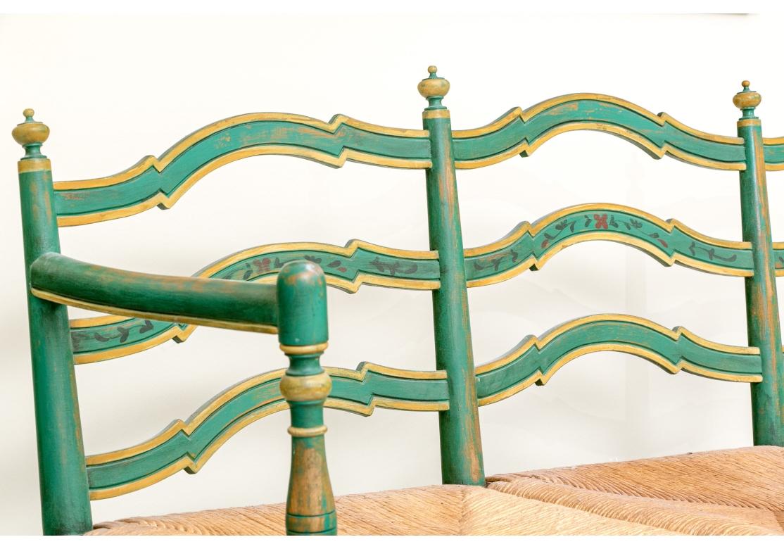 Exceptional Carved And Painted Three Seat Bench in vendita 4