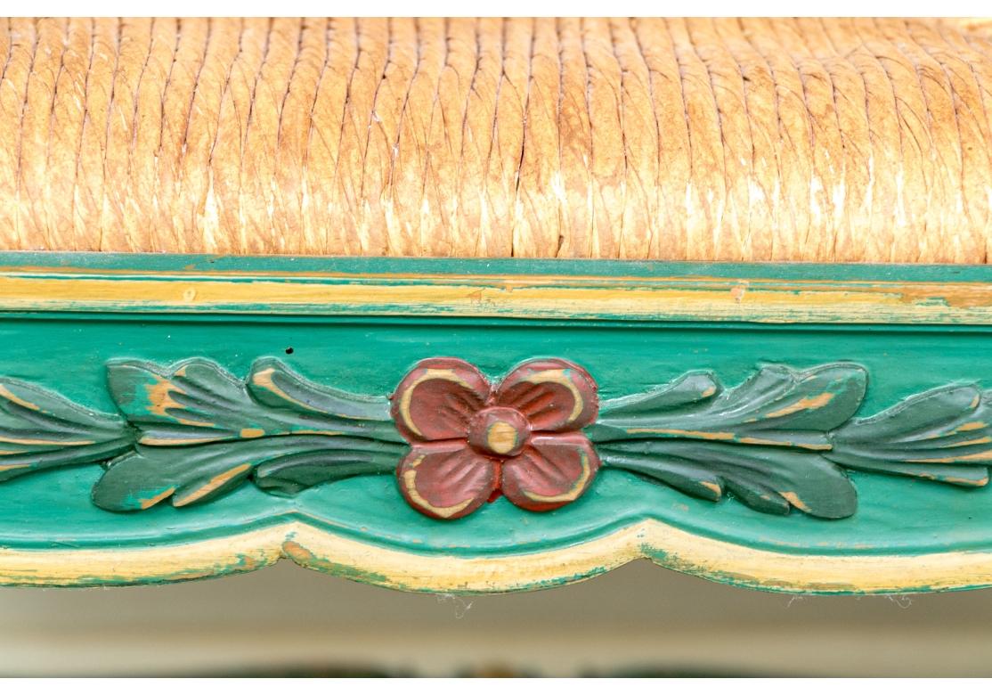 Exceptional Carved And Painted Three Seat Bench in vendita 7