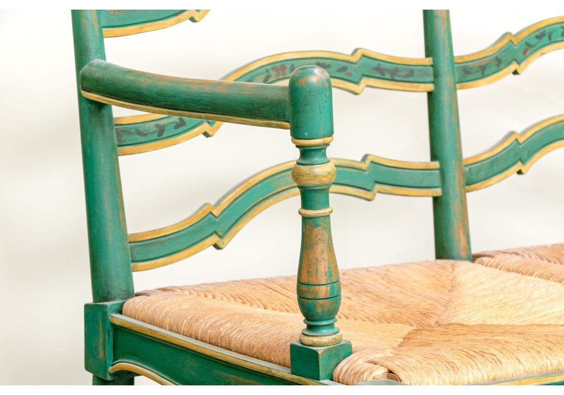 Exceptional Carved And Painted Three Seat Bench in vendita 8