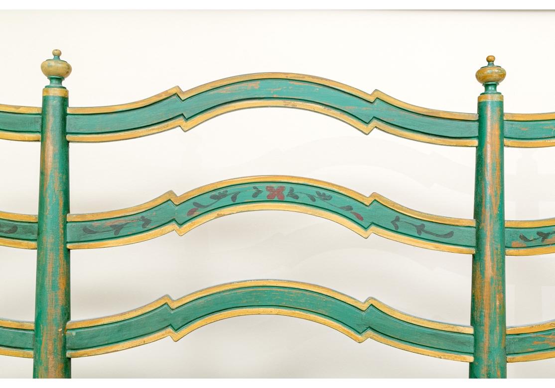 Intagliato Exceptional Carved And Painted Three Seat Bench in vendita