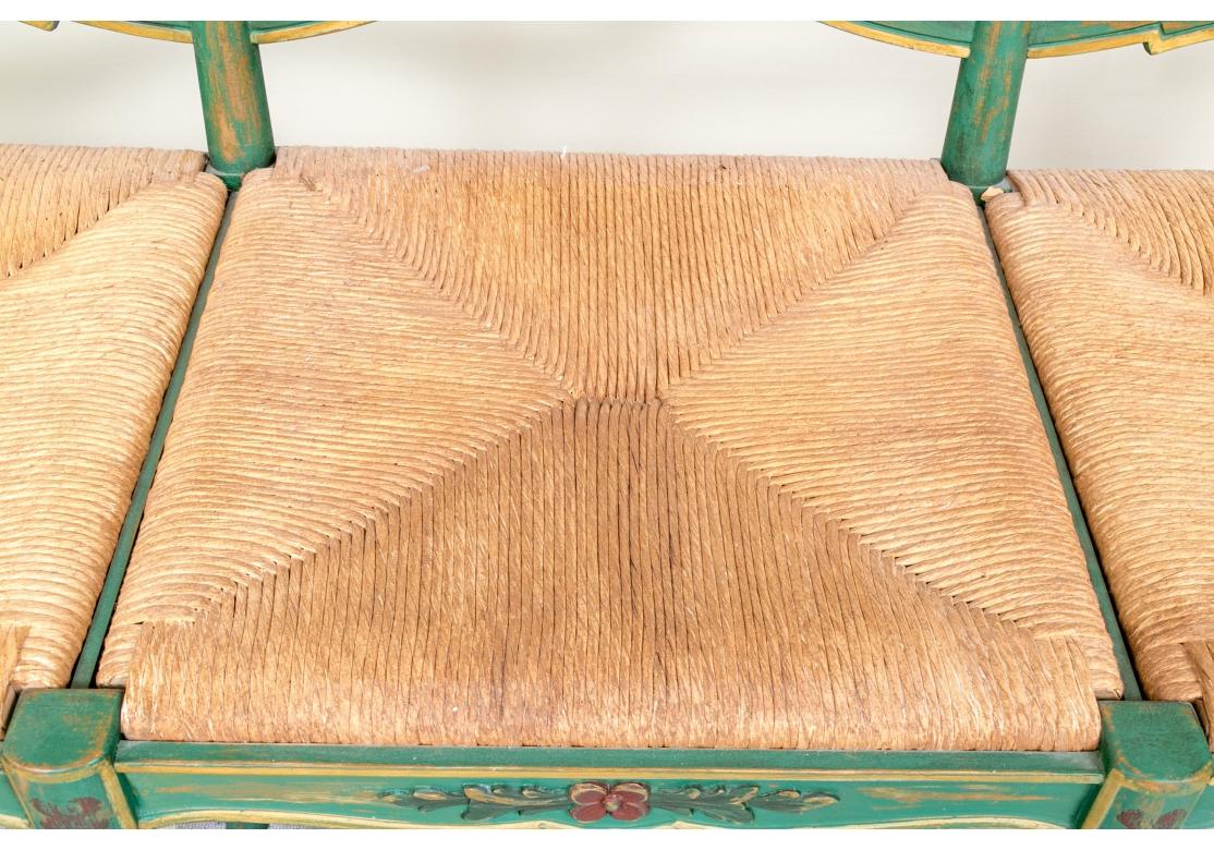 XX secolo Exceptional Carved And Painted Three Seat Bench in vendita