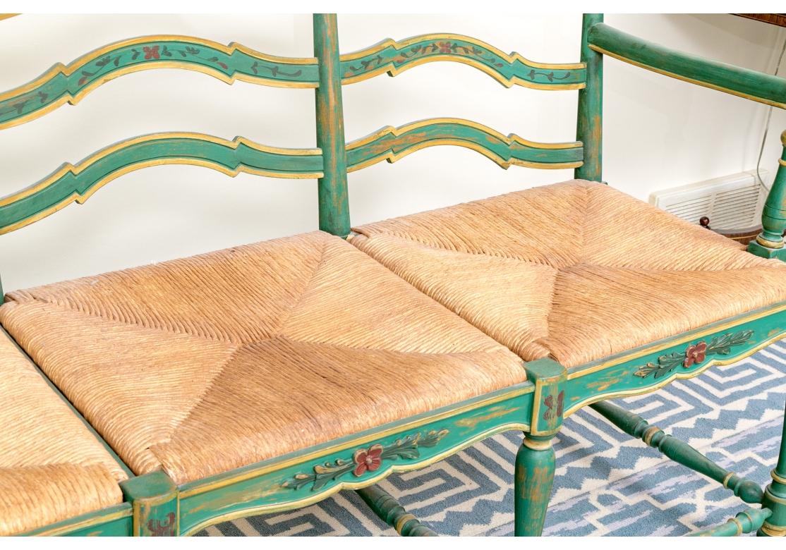 Exceptional Carved And Painted Three Seat Bench in vendita 2