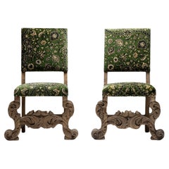 Exceptional Carved Chairs in 100% Cotton Velvet House of Hackney, Spain, 1790