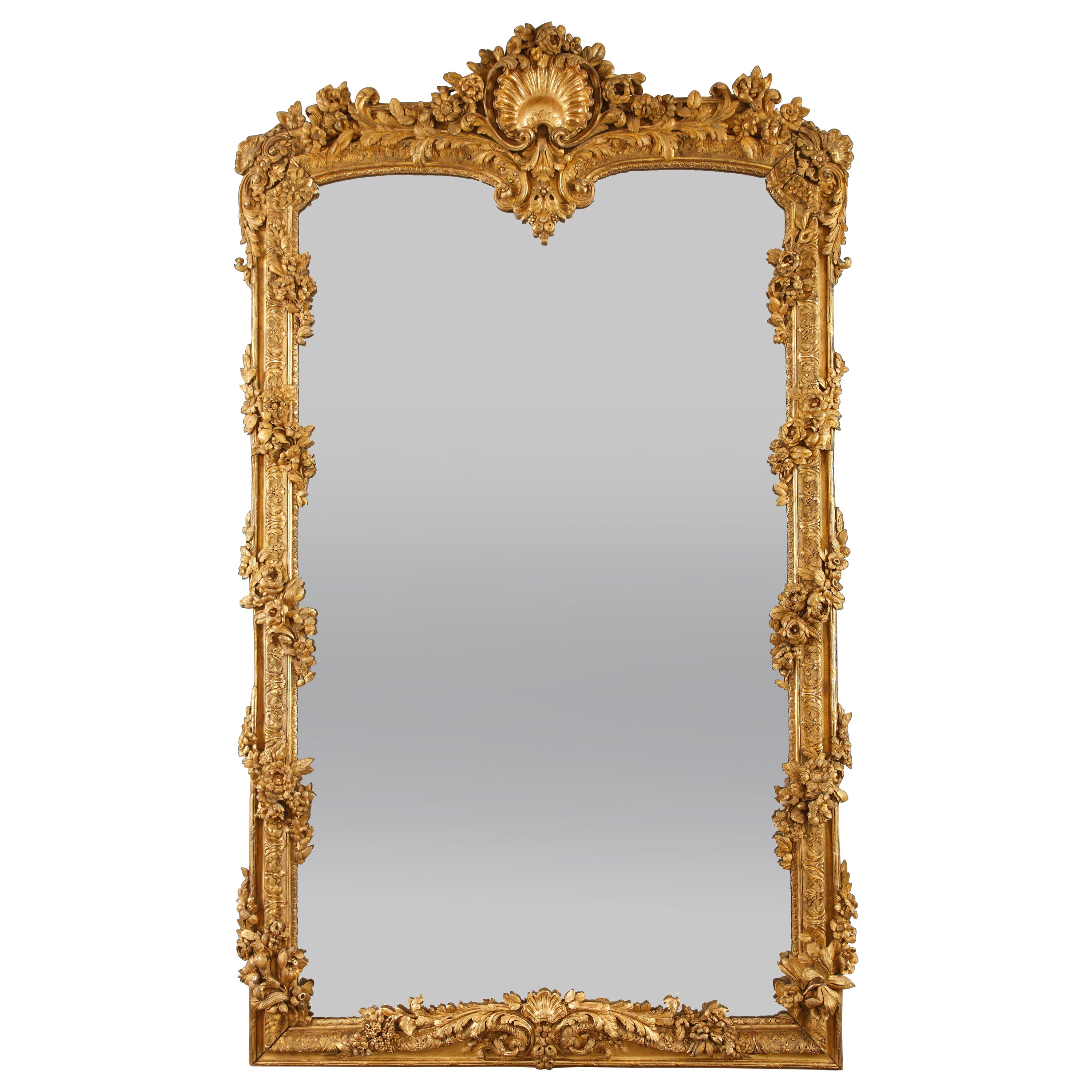 Exceptional Carved Giltwood Mirror, France, Circa 1860