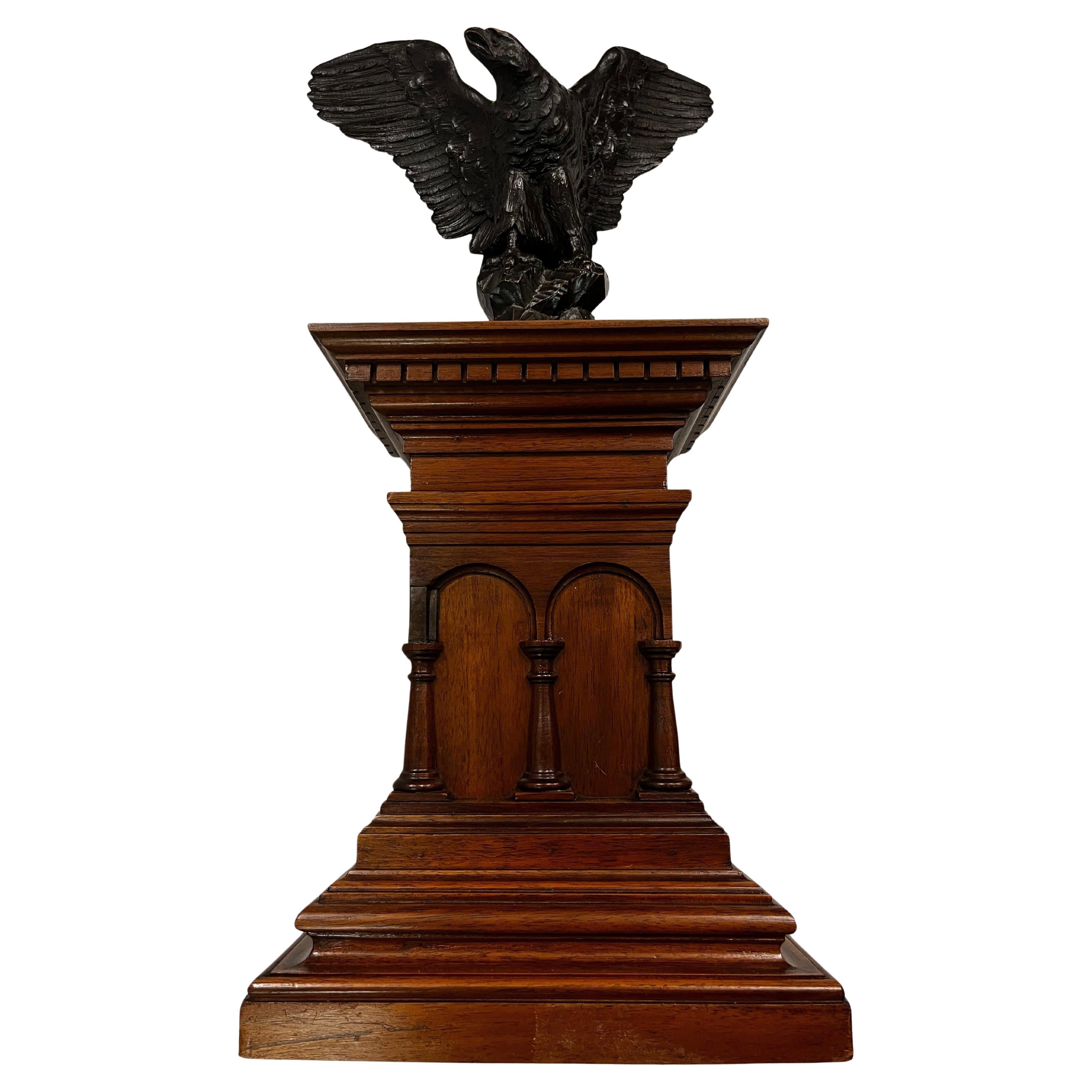 Exceptional carved wood egle architectural pedestal stand model, 1880s, Austria For Sale