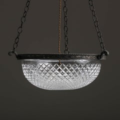 Exceptional Cast Bronze & Crystal Glass Plafonnier