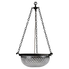 Exceptional Cast Bronze & Crystal Glass Plafonnier