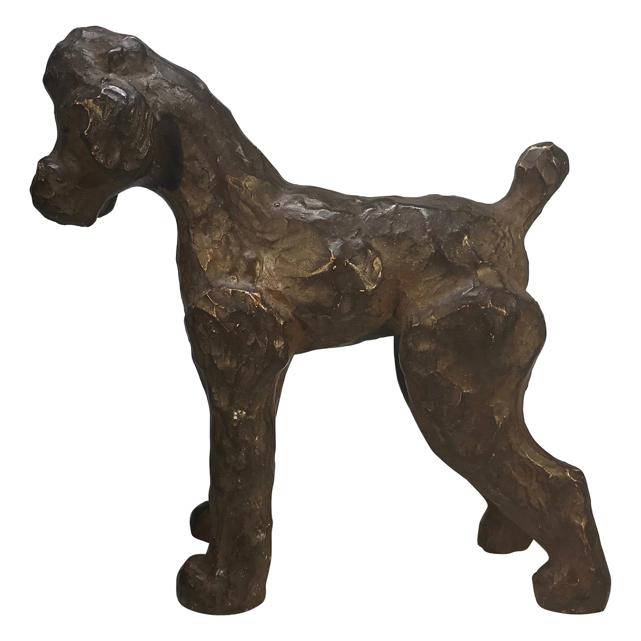 Exceptional Ceramic French Poodle Sculpture French Ceramicist Pol Chambost 1950s