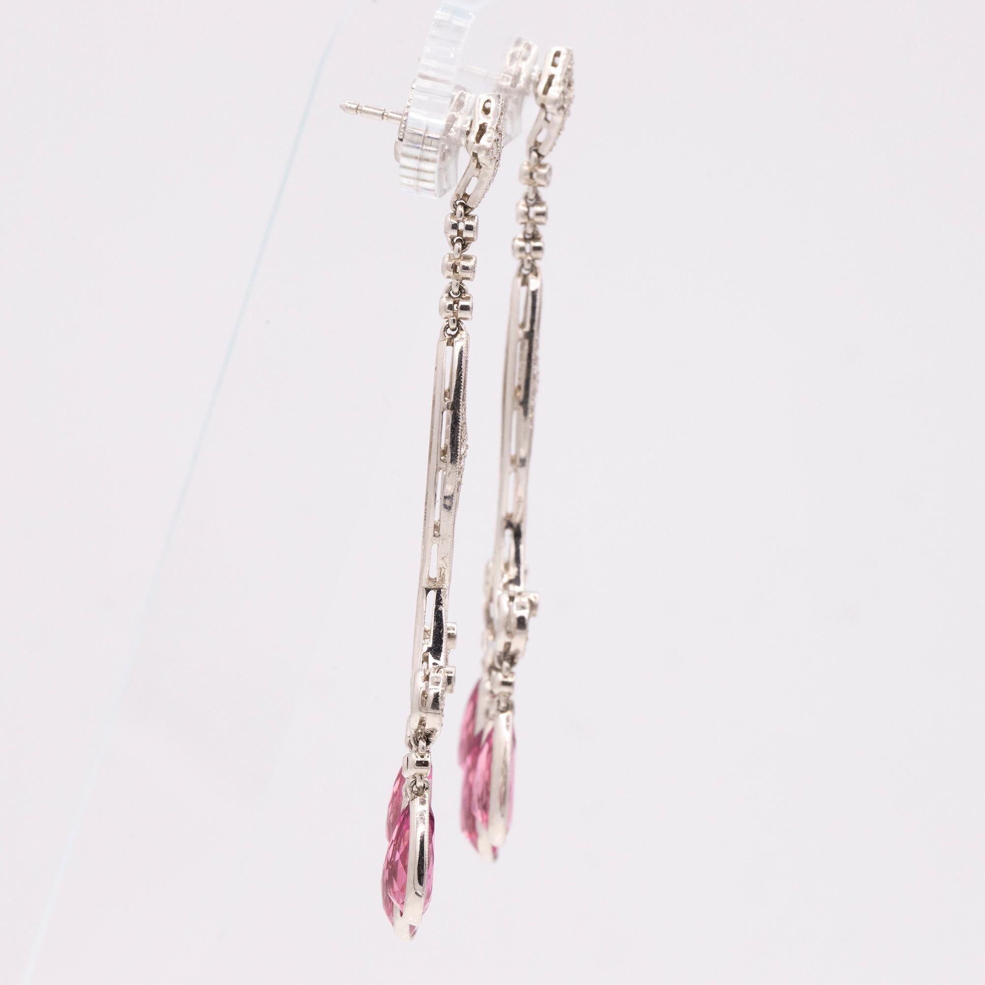 Exceptional Chandelier Pink Tourmaline and Diamond Earrings In New Condition In Princeton, NJ