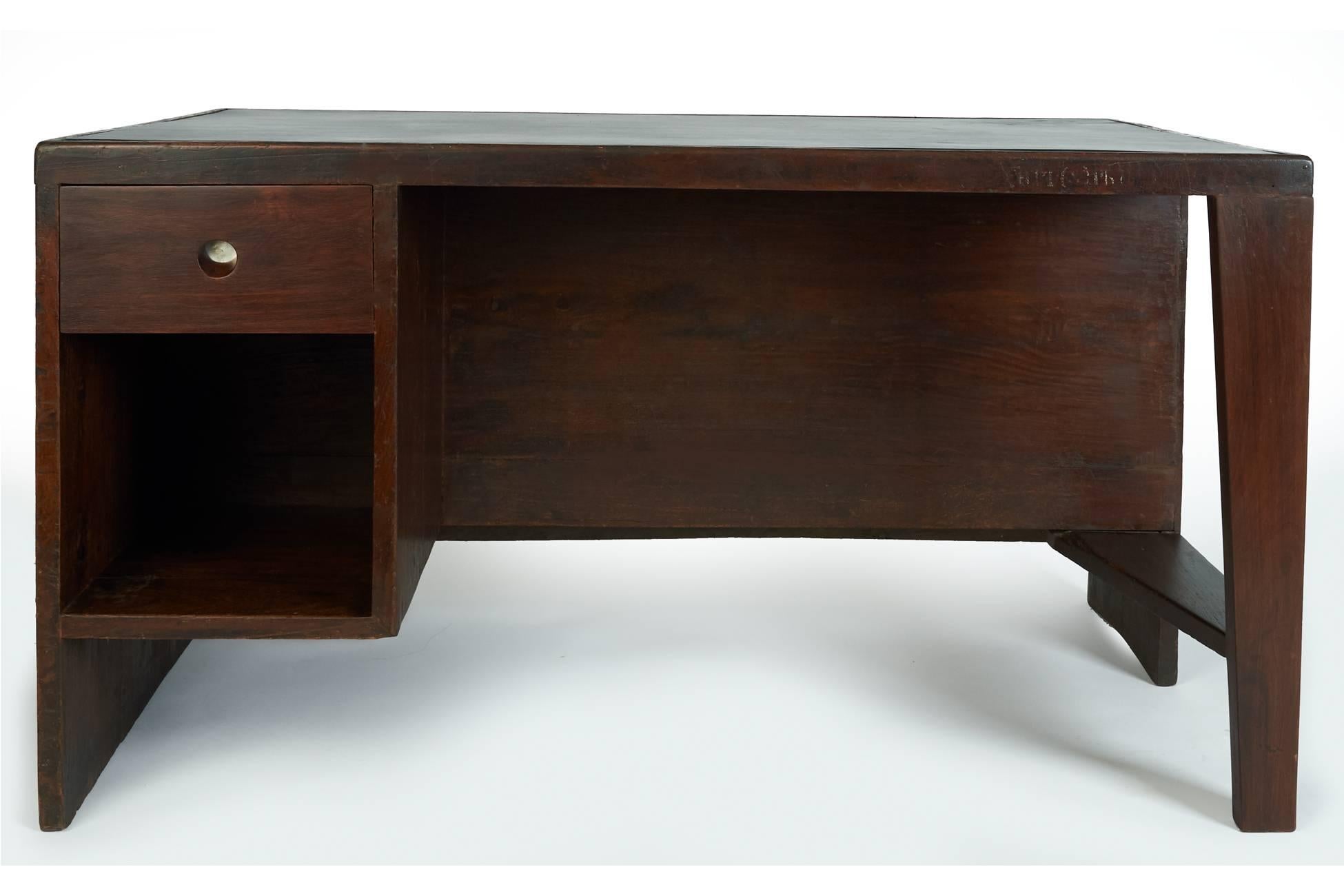 French Exceptional Chandigarh Pigeonhole Desk by Pierre Jeanneret, France/India c. 1957