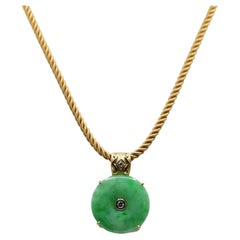 Exceptional Chinese 14k / 18k Gold & Jade Necklace