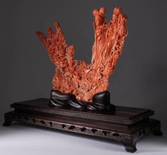 Exceptional Chinese Carved Coral Figural Group of Female Immortals, Qing Dynasty