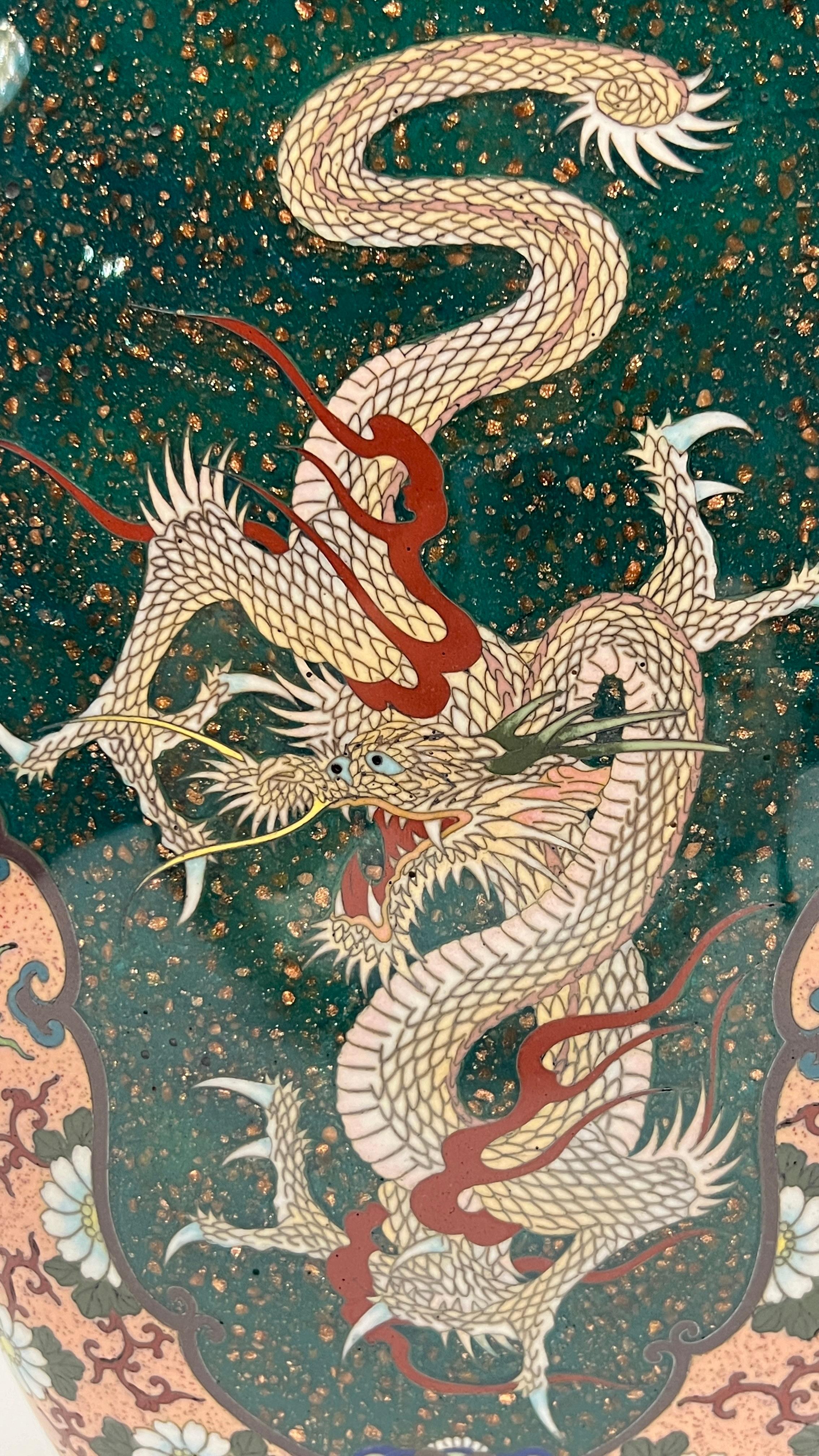 Exceptional Chinese or Japanese Cloisonne Vase Depicting Dragons 9