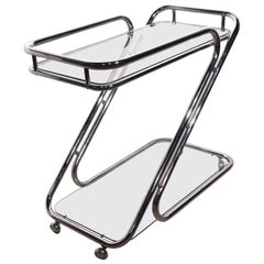 Exceptional Chrome and Glass Bar Cart, ca. 1970's