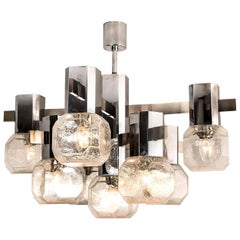 Exceptional Chrome Sputnik Chandelier in the Style of Sciolari, 1970s