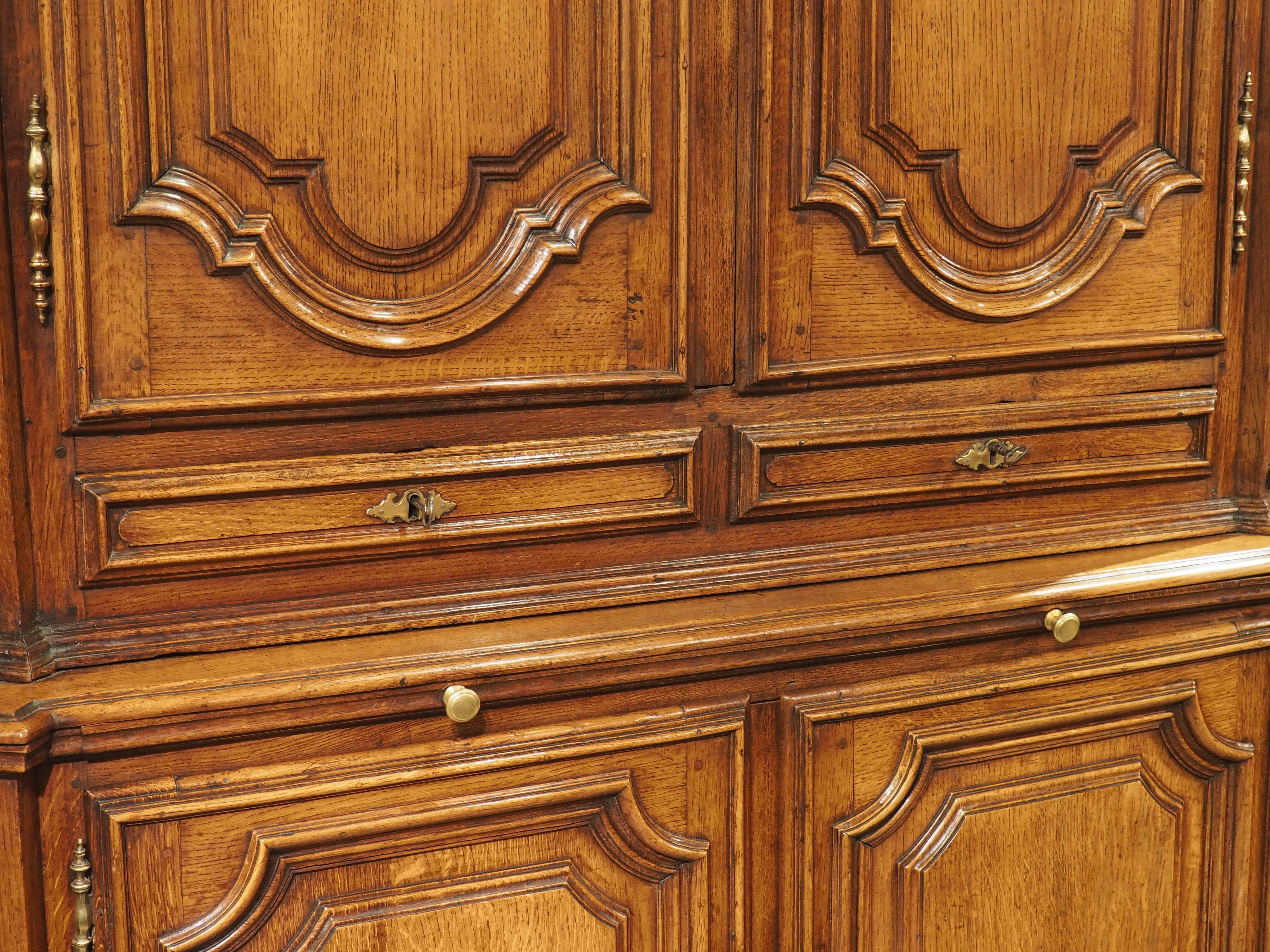 Exceptional Circa 1700 French Oak Buffet Deux Corps For Sale 5