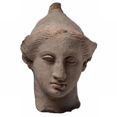 Testa di giovane in terracotta greca classica