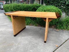 Exceptional Coconut Tiled Veneer Writing Desk with Ebony Wood Accents