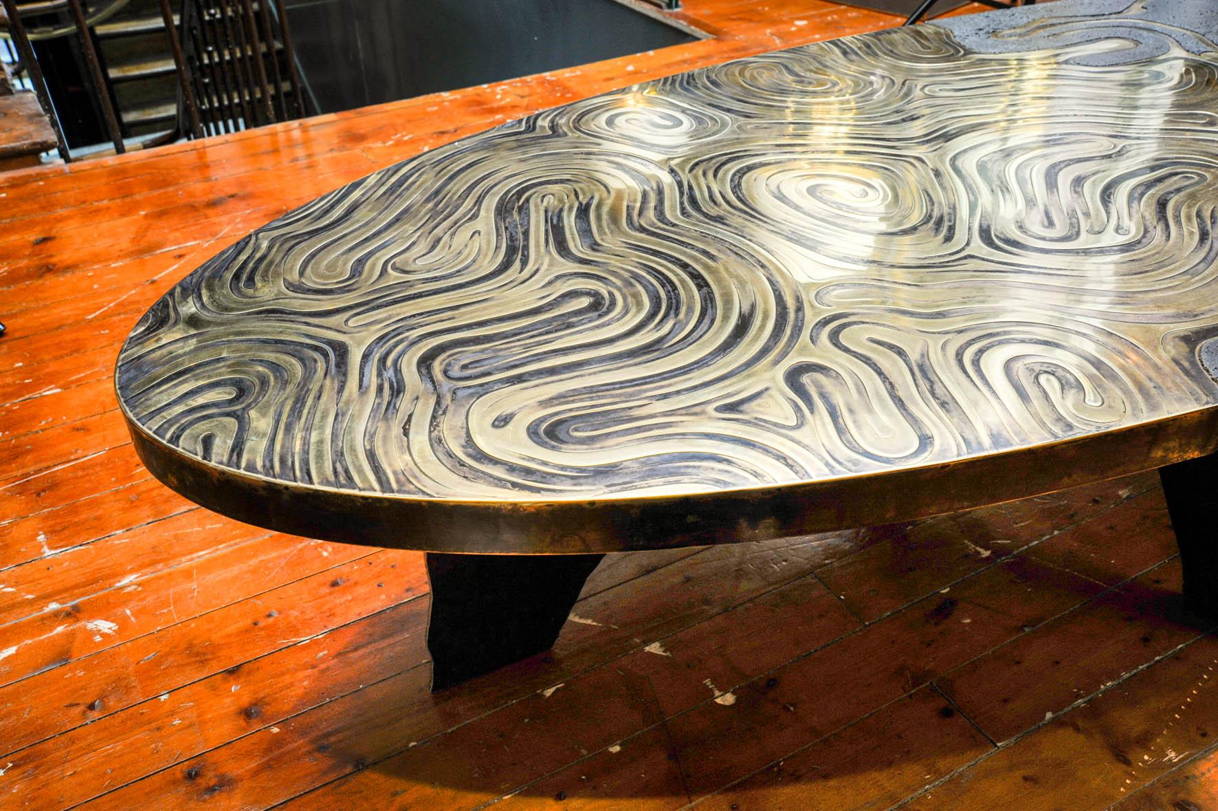 Brass Exceptional Coffee Table by Erwan Boulloud